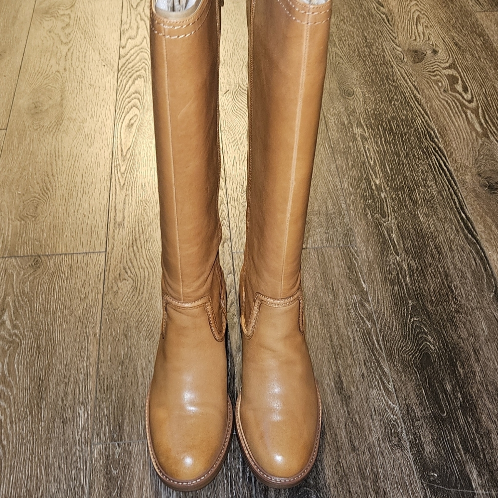 Tan Leather Knee-High Boots